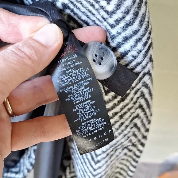 NWT Topshop herringbone textured blazer coat size 10 - Picture 12 of 14